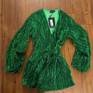 PrettyLittleThing Emerald Sequin Dress